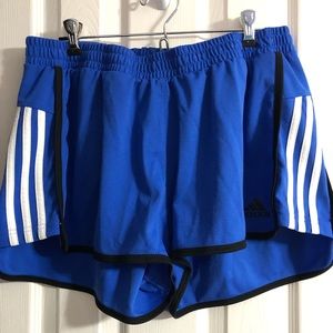 Blue adidas running shorts